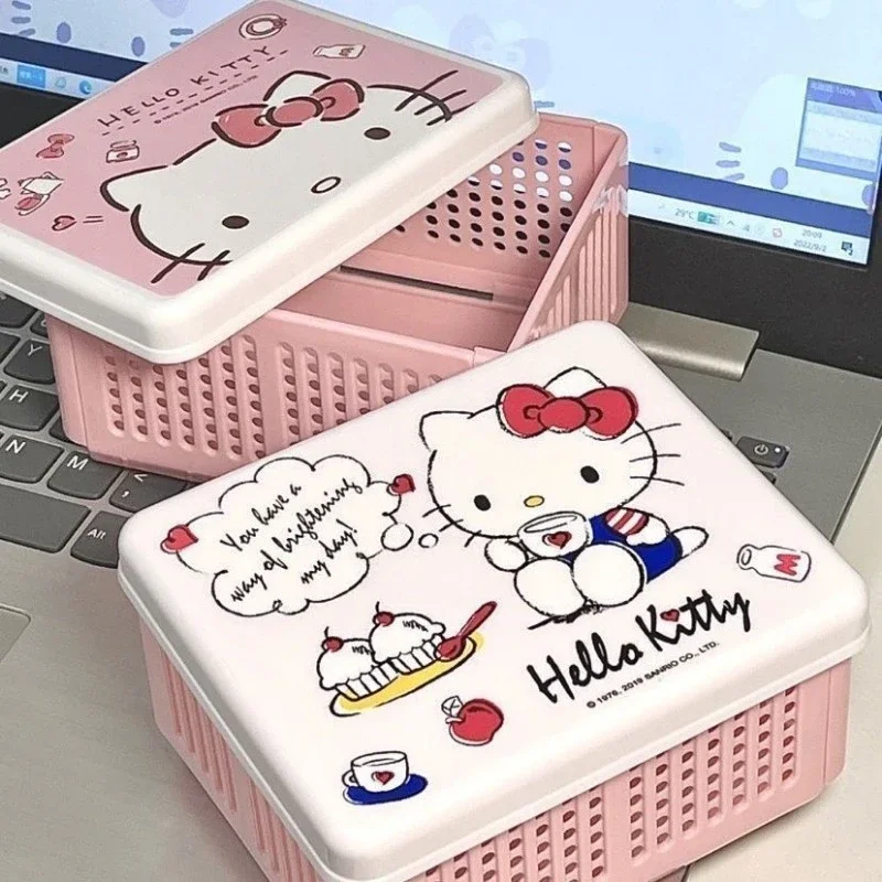 

Sanrio Hello Kitty Storage Box Child Desktop Foldable Box Anime Kawaii High Quality Large Capacity Portable Gifts for Children