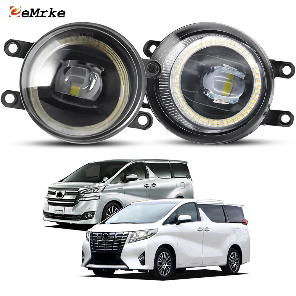 LED Fog Lights Driving Lamp For Toyota Alphard Vellfire H30 2015 2016 2017 PTF with Angel Eye DRL Car Daytime Running Light