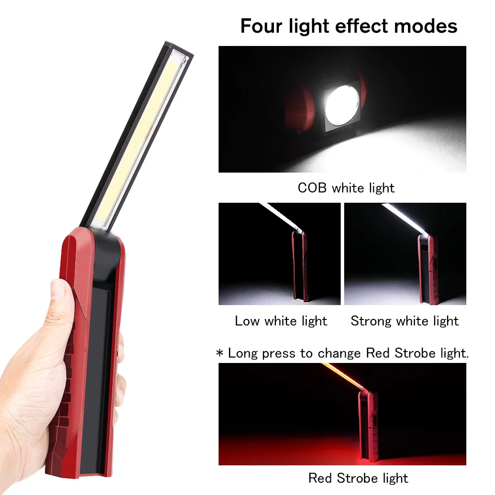 Portable LED COB Work Light USB Rechargeable Flashlight Magnetic Torch Flexible Inspection Hand Lamp Worklight Outdoor Spotlight