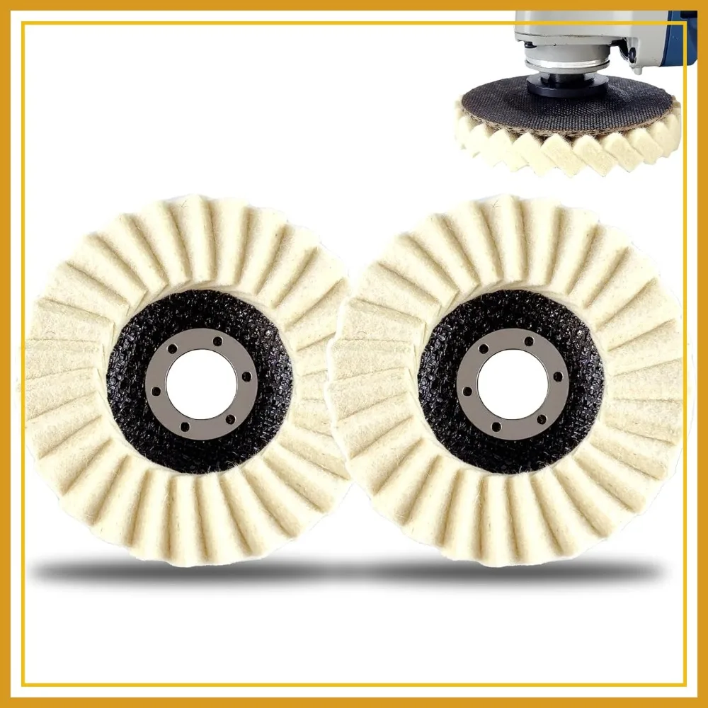 

4.5 Inch Wool Felt Flap Polishing Disc for Angle Grinder, Metal, Marble, Stone, Furniture, Car Wax