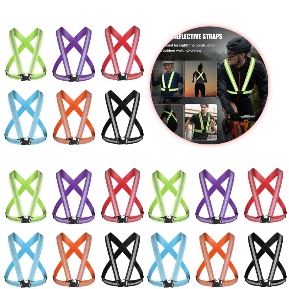 Outdoor Adjustable Safety Vests Night Walking Highlight Reflective Vest Lightweight Biking Safety Straps Waterproof Running Gear