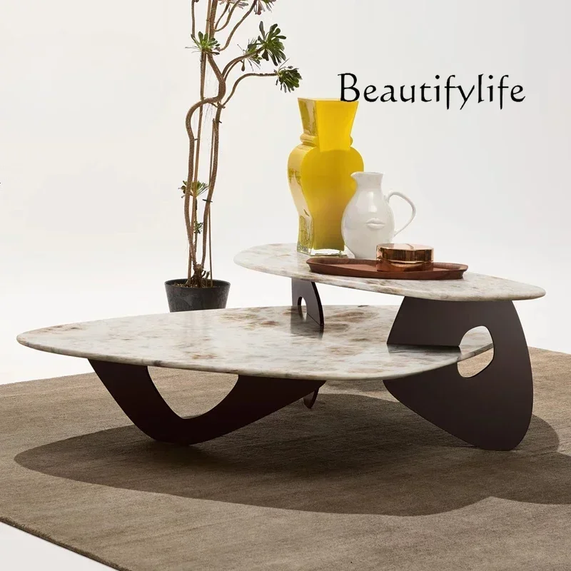 NEW N Nordic style high and low coffee table study casual tea table model room modern simple marble tea table