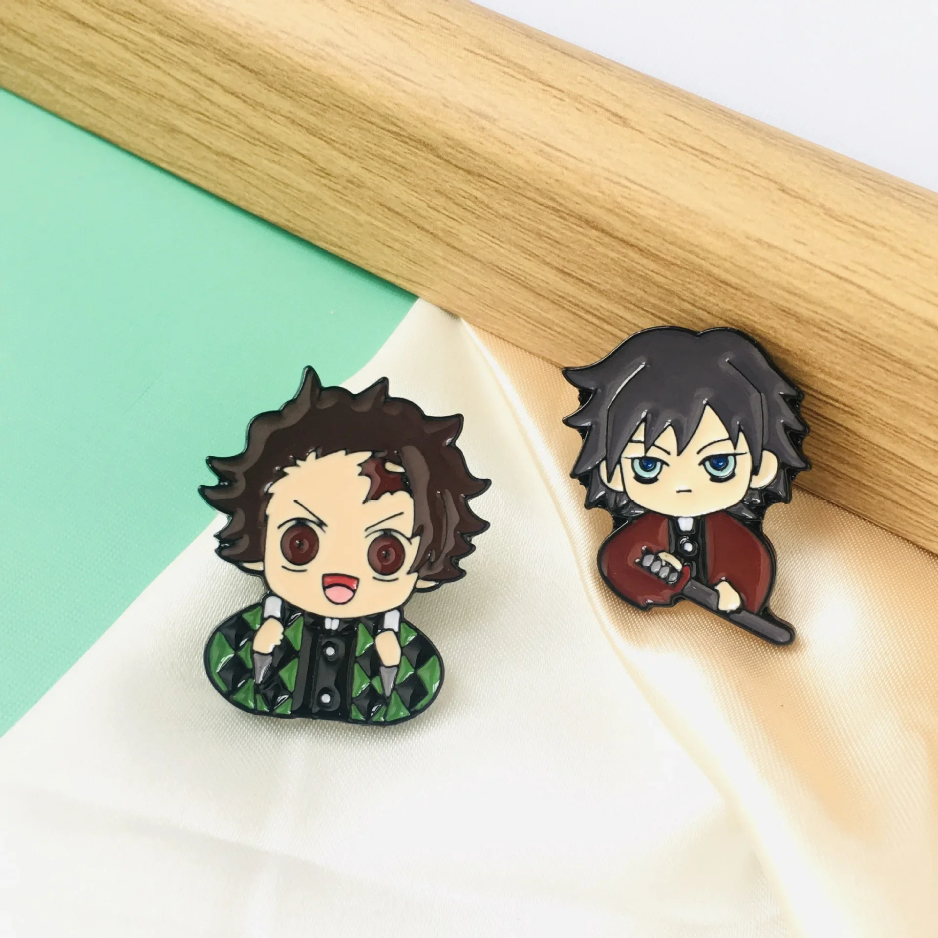 Kamado Tanjirou Kamado Nezuko Agatsuma Zenitsu Enamel Pin Anime Badges on Backpack Lapel Pins Brooches Animation Derivatives