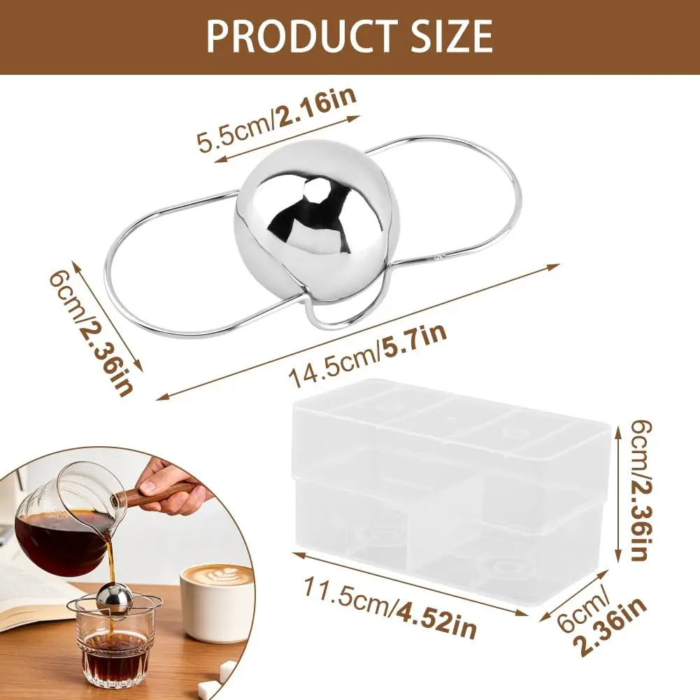 XL Espresso Cooling Ball, 2 Pack Upgraded Large Coffee Chiller, Stainless Steel Chilling Ball Iced Espresso Coffee Accessories A