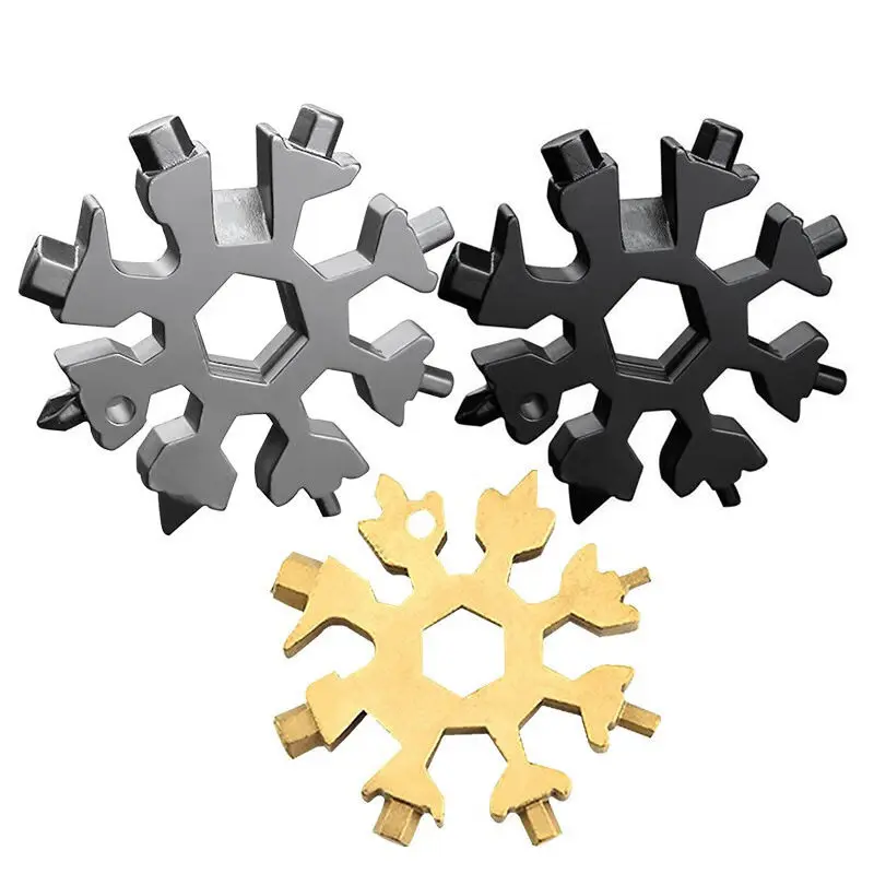 Multifunctional Snowflake Wrench Keychain Portable Hexagon High Carbon Steel Octagonal Mini Wrench Universal Tool