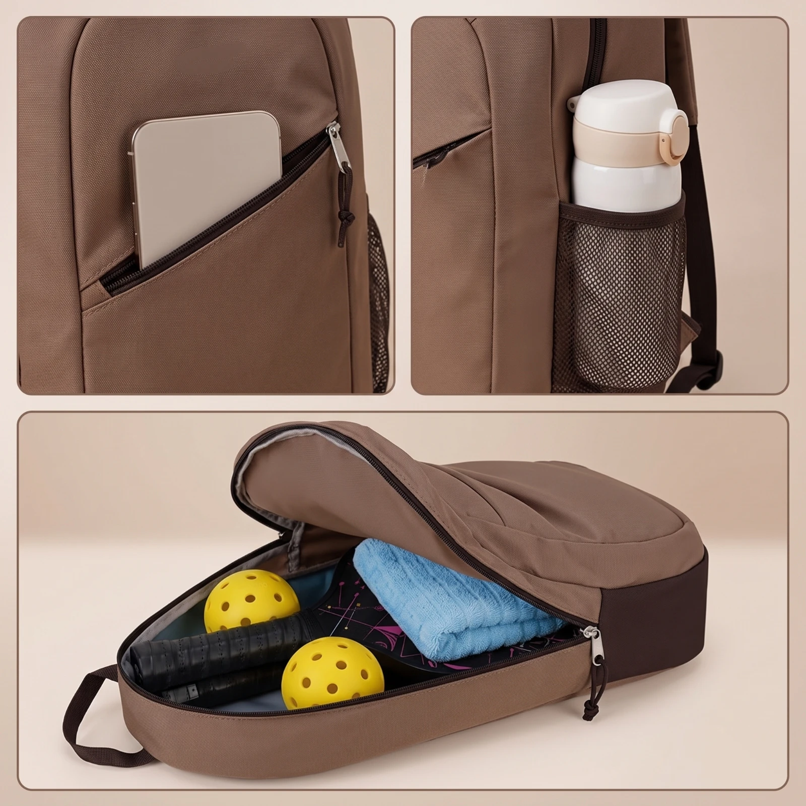 Sac à dos de pickleball compact, sac de pickleball confortable pour l'entraînement en extérieur
