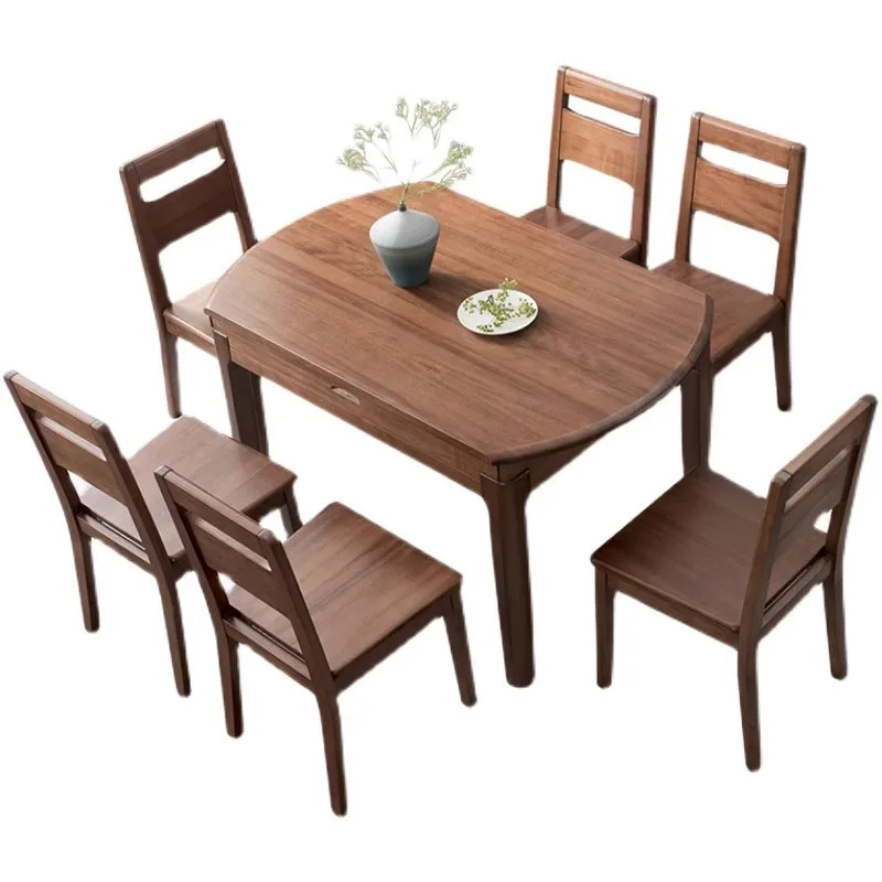 

Walnut, all solid wood, dining table and chairs, combination, household, small apartment, modern simplicity