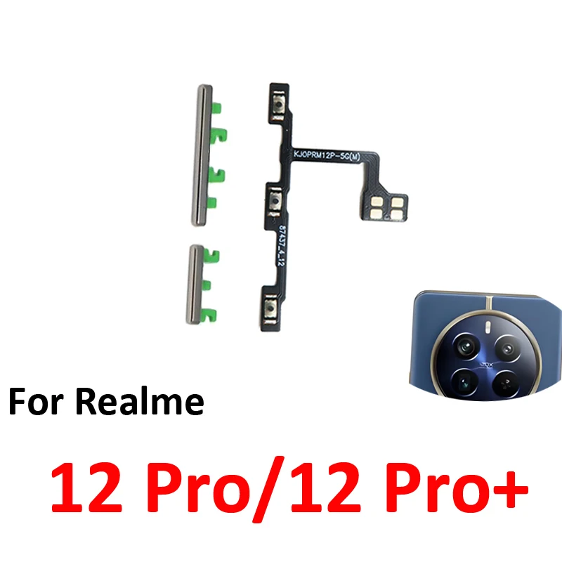 Para o Telefone Realme 12 Pro Plus, Nova Carcaça, Botão de Volume, Tecla Externa de Ligar/Desligar, Peças Internas do Cabo Flexível para Realme 12 Pro+