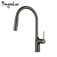 Deck Mounted Kitchen Faucet Pull Out Mixer Tap Bagnolux Gun Gray Brass Two Function Single Handle Hot and Cold Water Crane