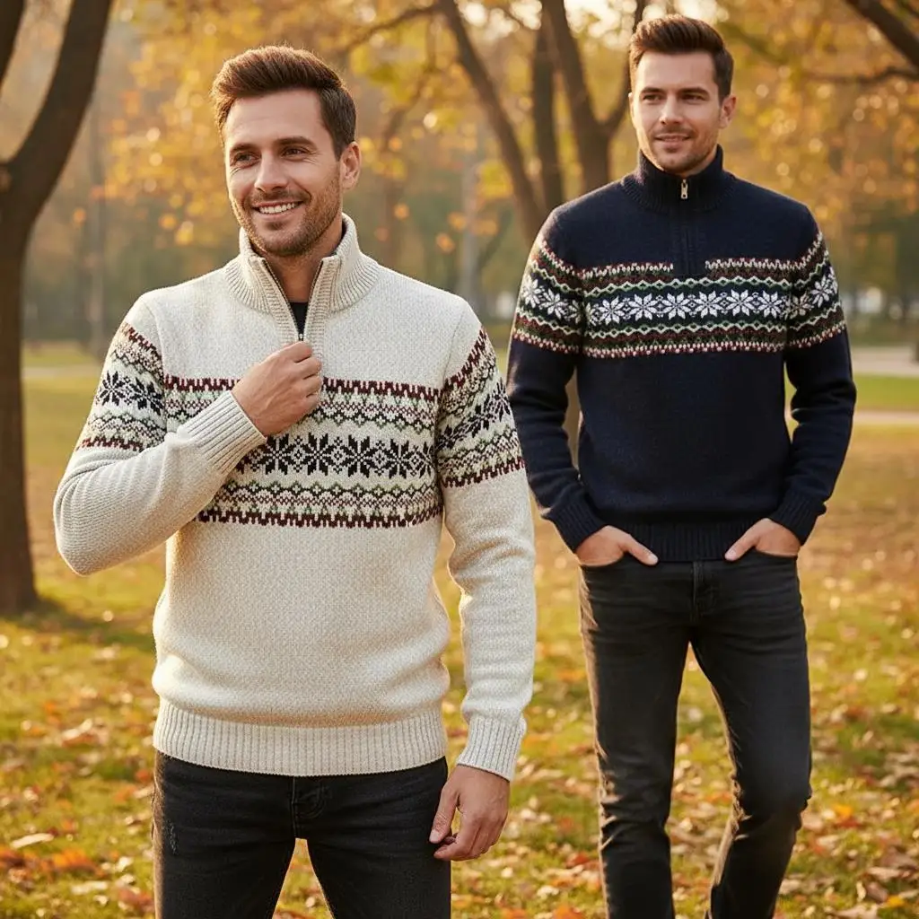

Half Zipper Sweater Male Autumn Turtleneck Pullovers Knitted Sweater Men Clothing Christmas Jumpers 2024 Size XXXL 4XL 5XL 6XL