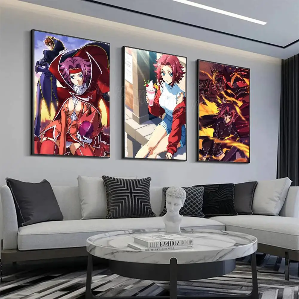 Kallen Anime Code Geass Posters Living Room Bar Cafe Quality Canvas Vintage Style Comics Painting Art Home Wall Decor Picture