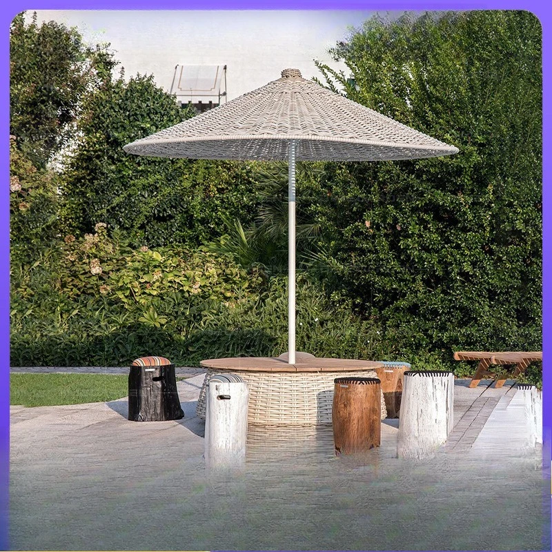 

Customizable Beach Rattan Outdoor Parasol