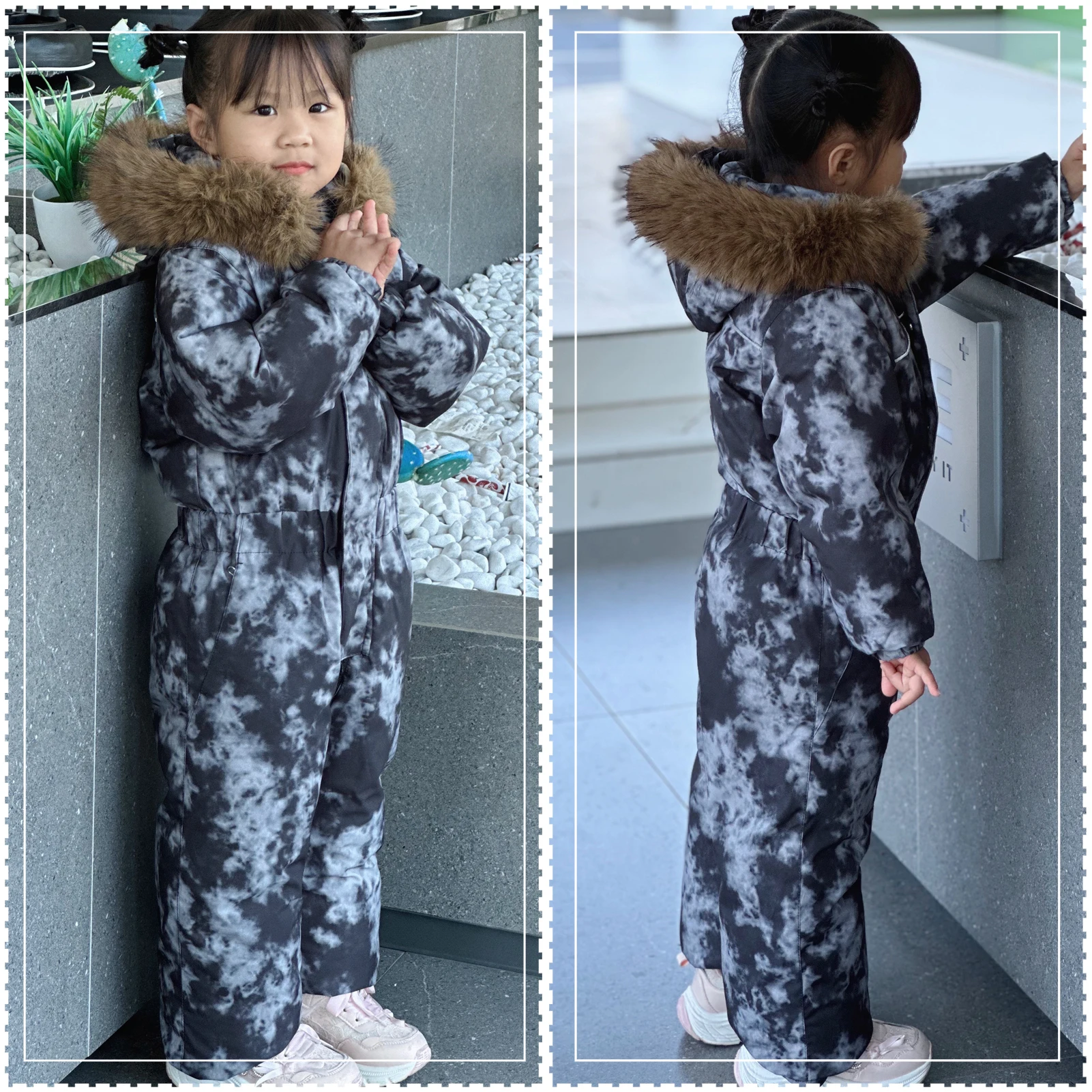 Boys Girls One-Piece Snowsuit,Winter Warm Toddler Kids Ski Coveralls,Waterproof Hood Snowboarding Wear,Children's Snow Jumpsuits