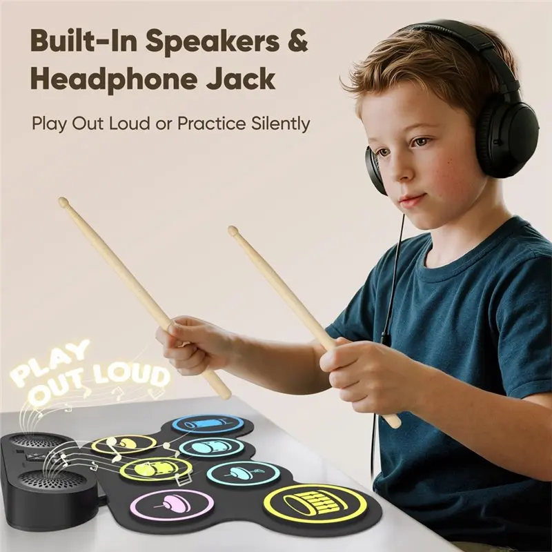 batterie-electronique-ysun-pour-enfants-cadeau-pour-garcon-avec-baguettes-pedales-et-kit-de-pad-d'entrainement-portable-technologie-bt