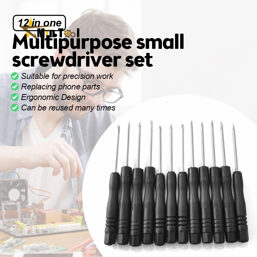 12pcs Cross Screwdriver 2mm Screwdriver Mobile Phone Disassembly Screw Batch Screw Driver Hand Tool Set Accessories