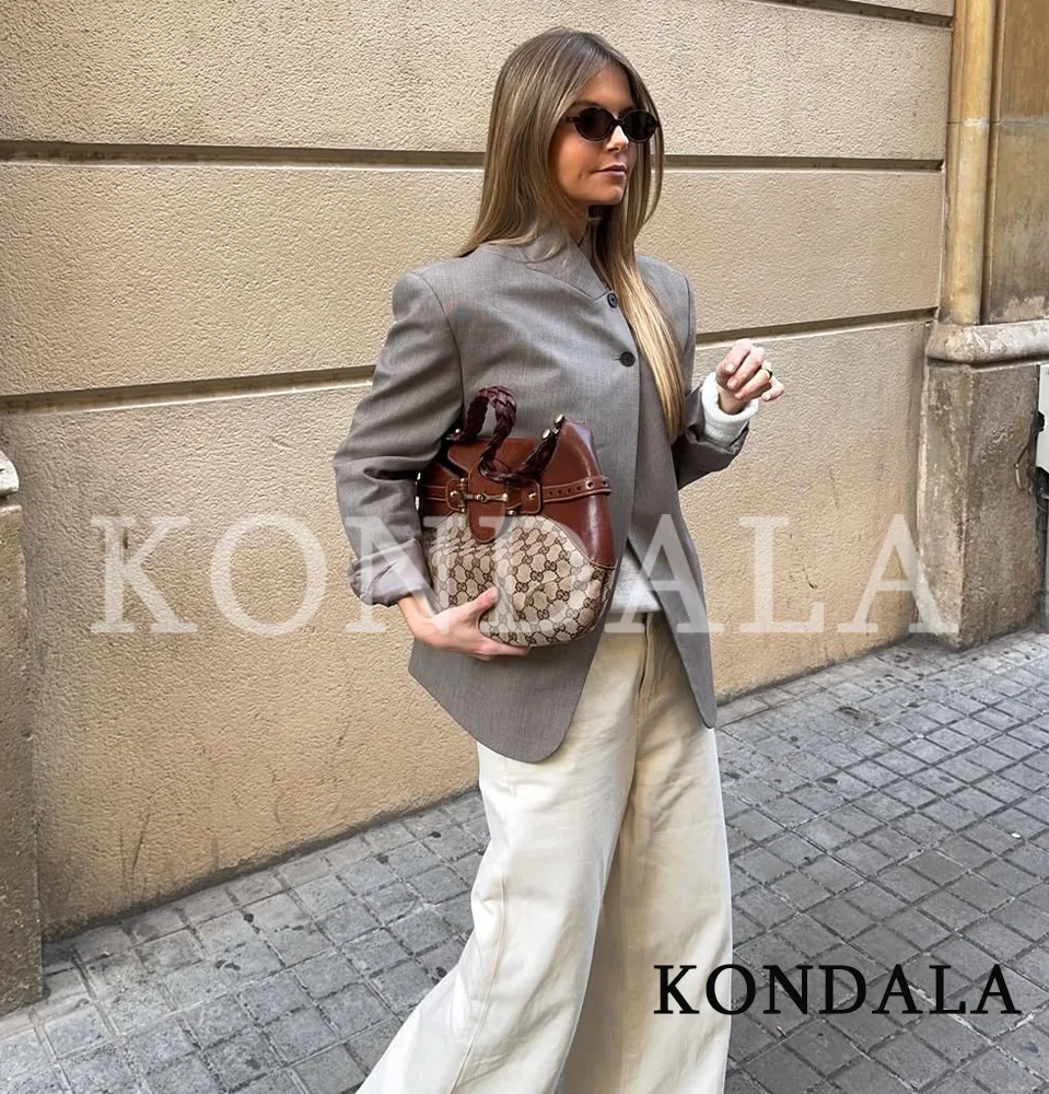 

Элегантный повседневный блейзер KONDALA для женщин, полуоткрытый модный блейзер, весна 2026, трендовый уличный стиль, для отпуска, повседневный блейзер