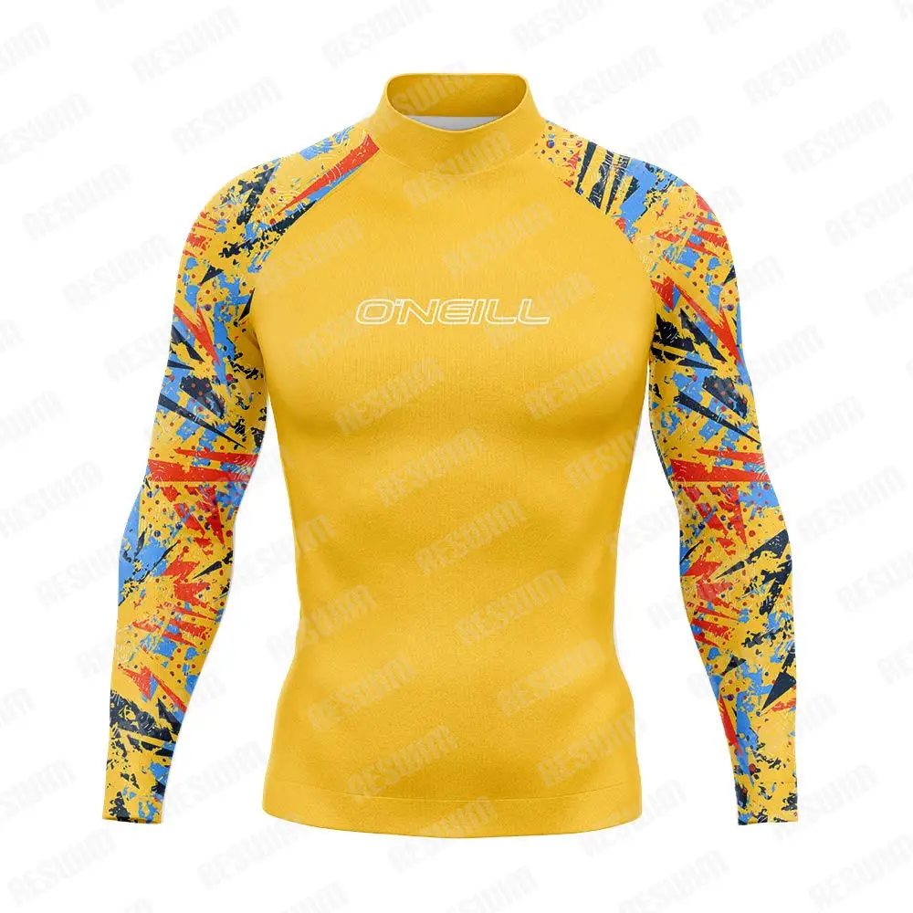 

New Men's Swimsuit Surf Swimming T-shirts Beach UV Protection Swimwear Rash Guards Tops Long Sleeve Lycra Surfing Diving Clothes