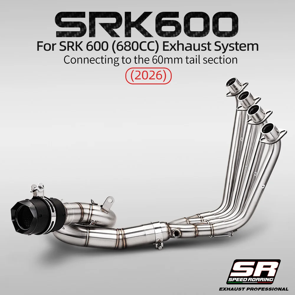 FOR QJMOTO 600R SKR600 (680CC) Motorcycle Stainless Steel Performance Full Exhaust System Kit Compatible with 2026 Model Year