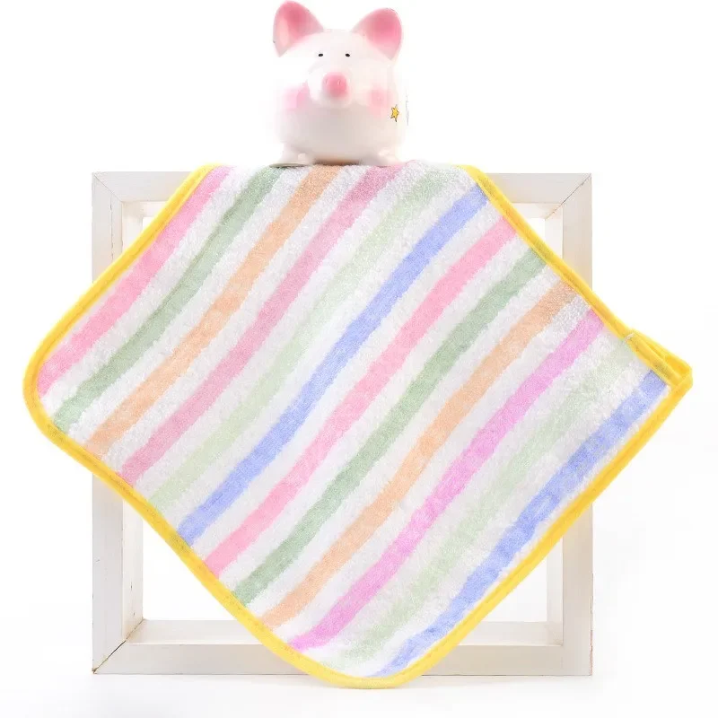 

1Pc 25x25cm Rainbow Striped Candy Color Cotton Super Soft Absorbent Bathroom Kids Baby Square Small Face Towel