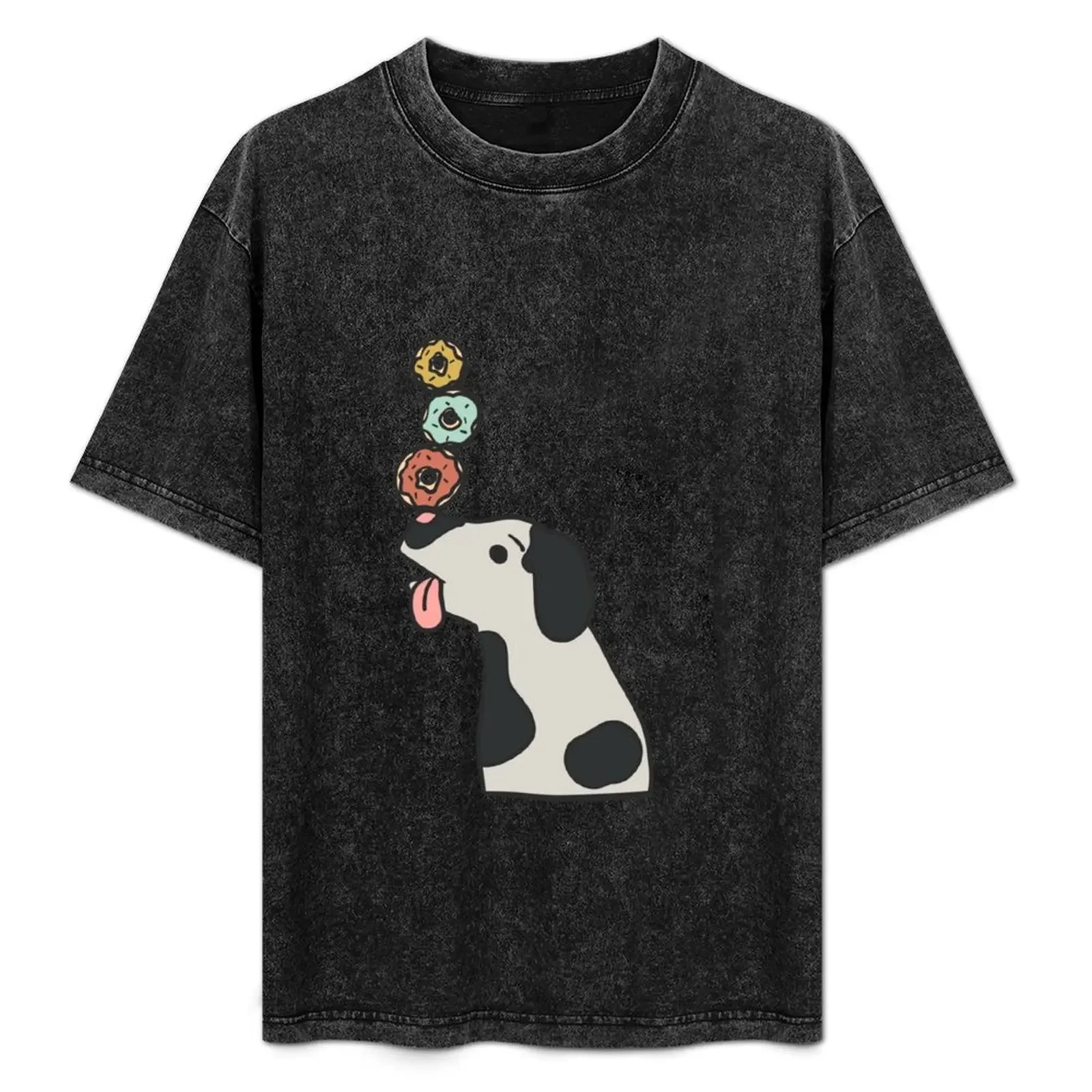 

Dog With Donuts T-Shirt vintage funny shirt cotton tops man clothes Men's t-shirt