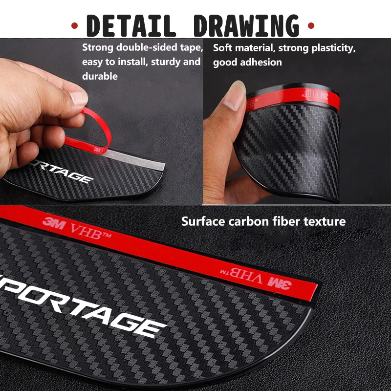 For KIA 2PCS Carbon Fiber Car Rearview Mirror Eyebrow Rain Cover K2 K3 Ceed Sorento Sportage Rio Proceed K5 Optima