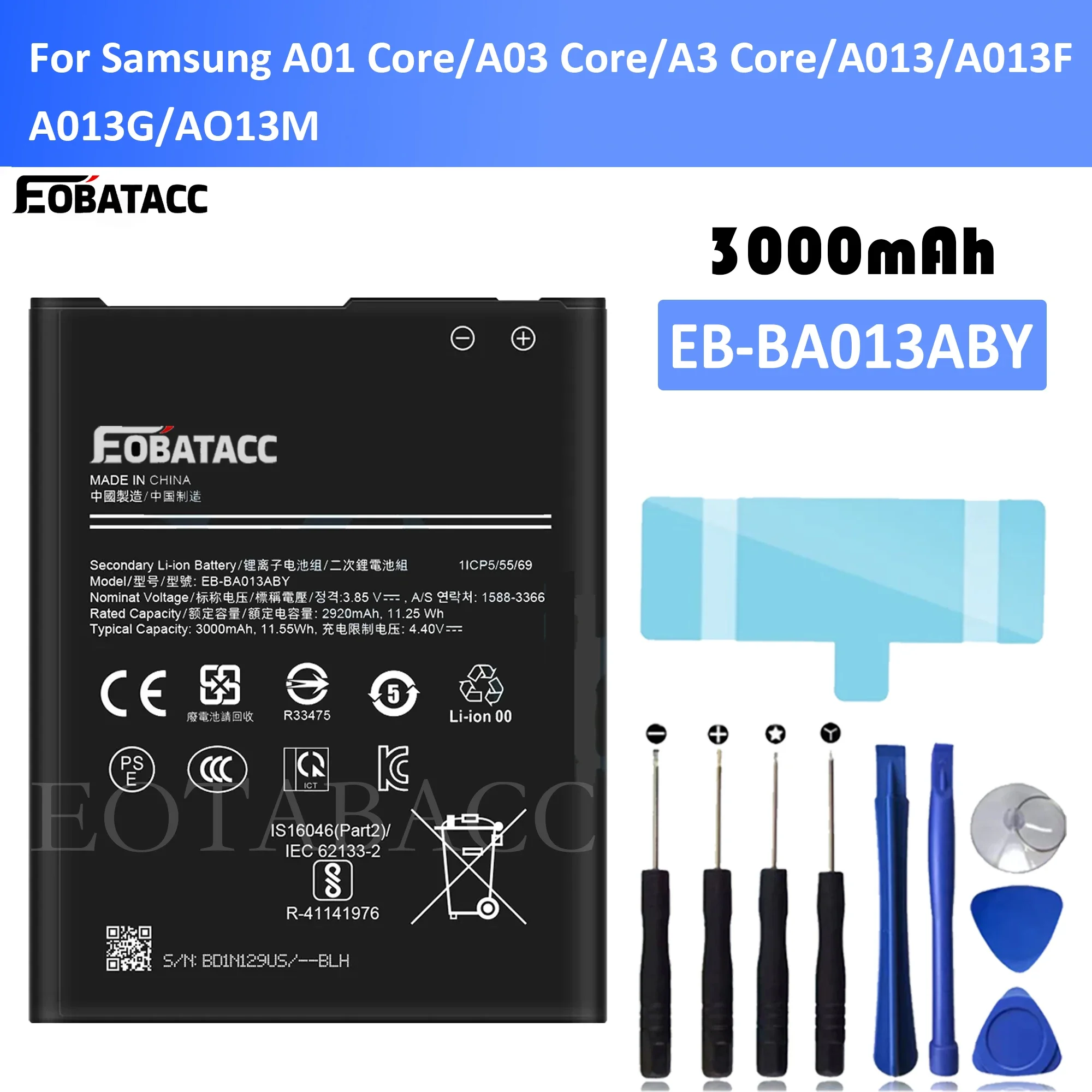 

EOTABACC New 100% High Quality EB-BA013ABY Battery For Samsung A01 Core/A03 Core/A3 Core/A013/A013FA013G/AO13M mobile phone Bate