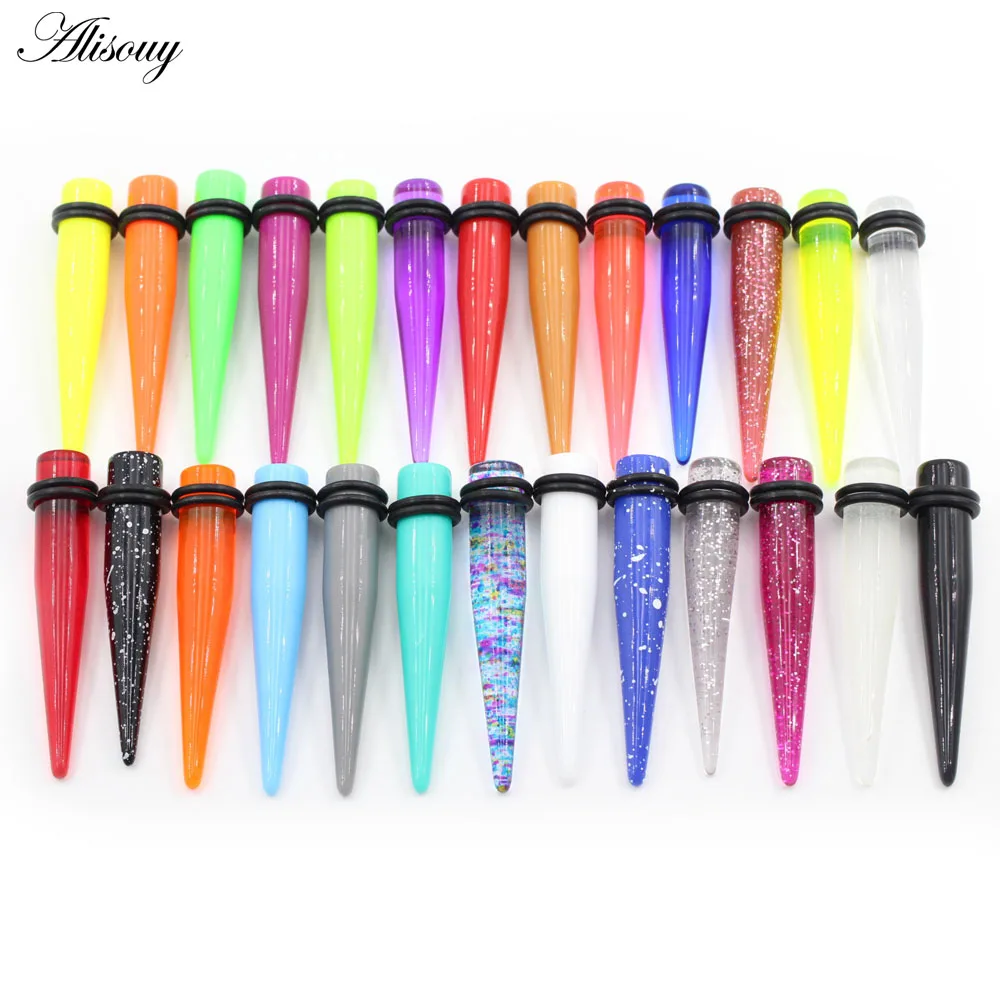 Alisouy 2pcs 1.6-10mm Acrylic Spike Cone Straight Ear Taper Tunnel Plug Gauge Earrings Expander Stretchers Piercing Body Jewelry