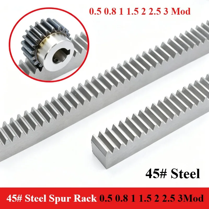 1pc 1M 1.5M 2M spur Gear Rack 1 1.5 2 Mod Straight Teeth Drive Rack 10x10 10x12 12x12 15x15 15x20 20x20 45# Steel