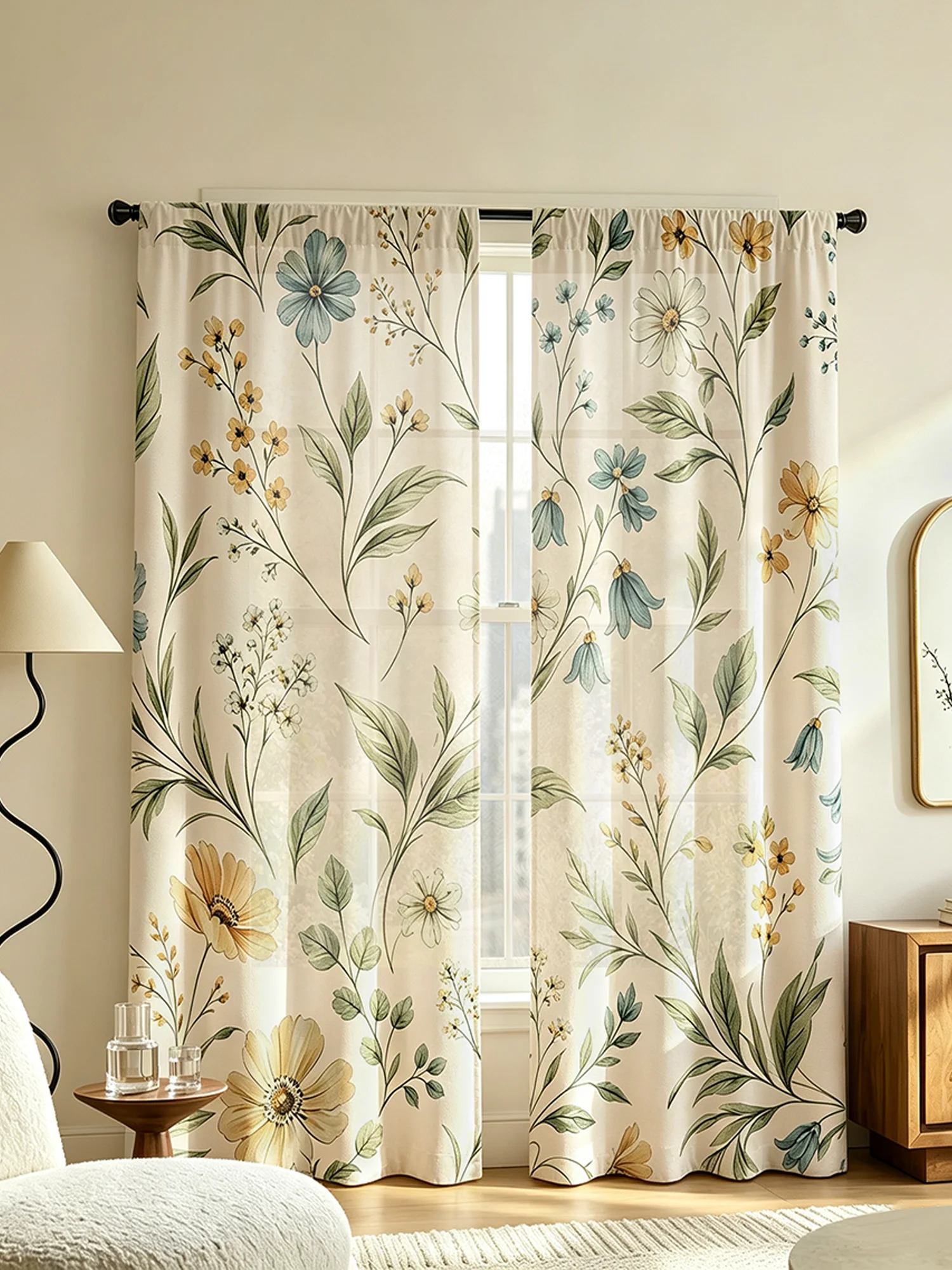 2PCS Watercolor Wildflower Pri - огляд і ціна Blackout Curtain Nursery