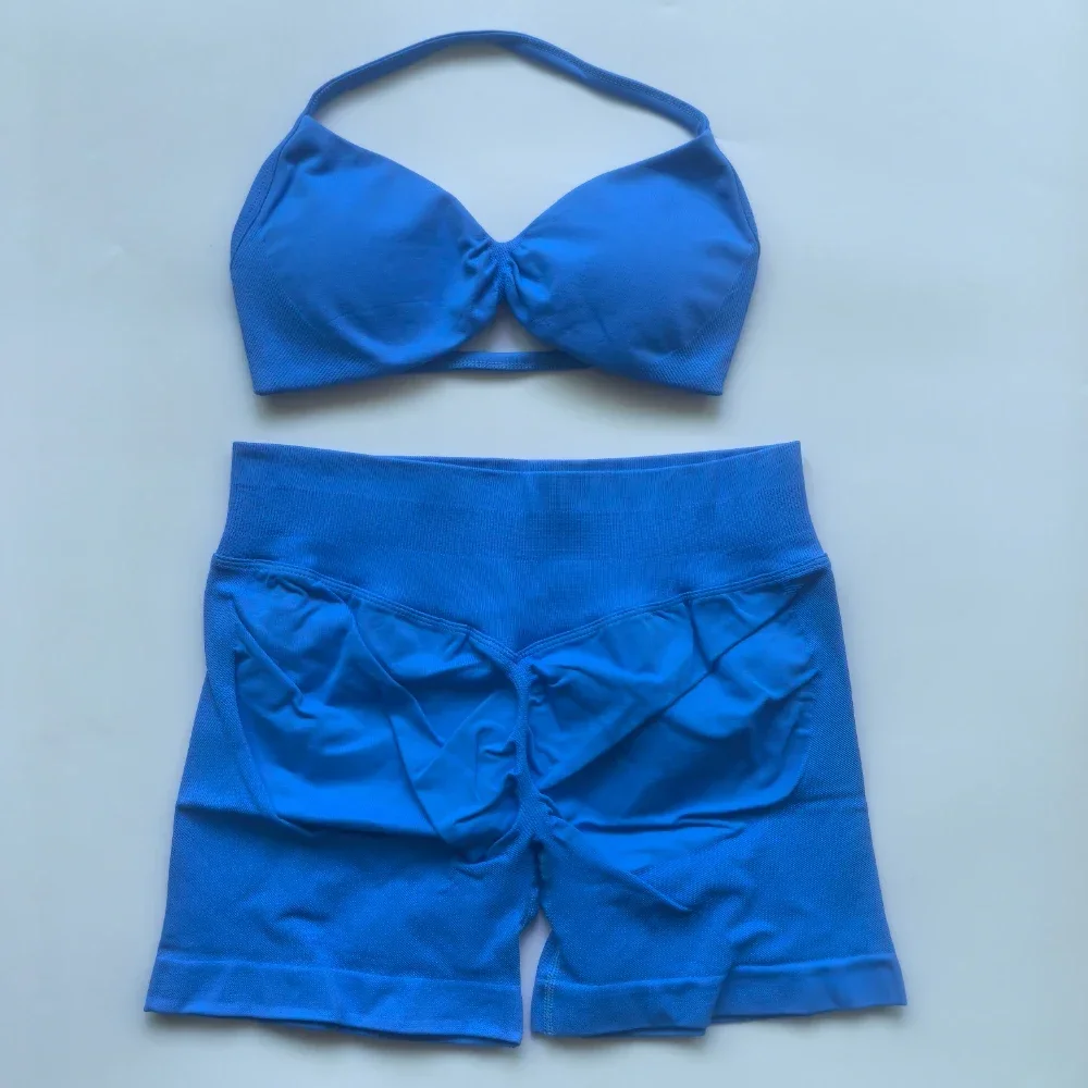 2-teiliges Gym-Set für Damen: Trägerloses Yoga-Bra-Top, High-Waist-Workout-Shorts, Sportanzug, nahtloses Yoga-Set, Fitnesskleidung – Detail 20