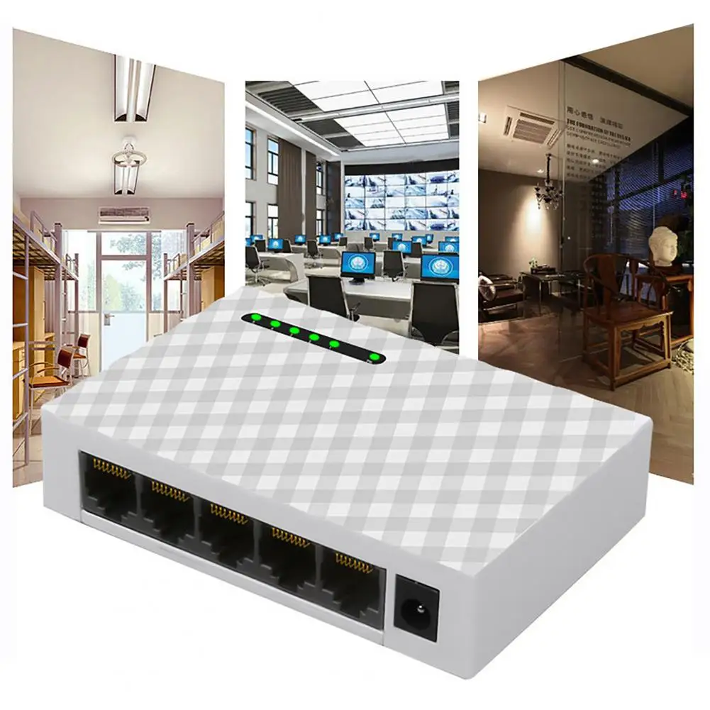 Switch Splitter Stable Output 5 Port Ethernet 10/100/1000Mbps RJ45 Ethernet Adapter Hub Stable Network Hub US/EU Plug