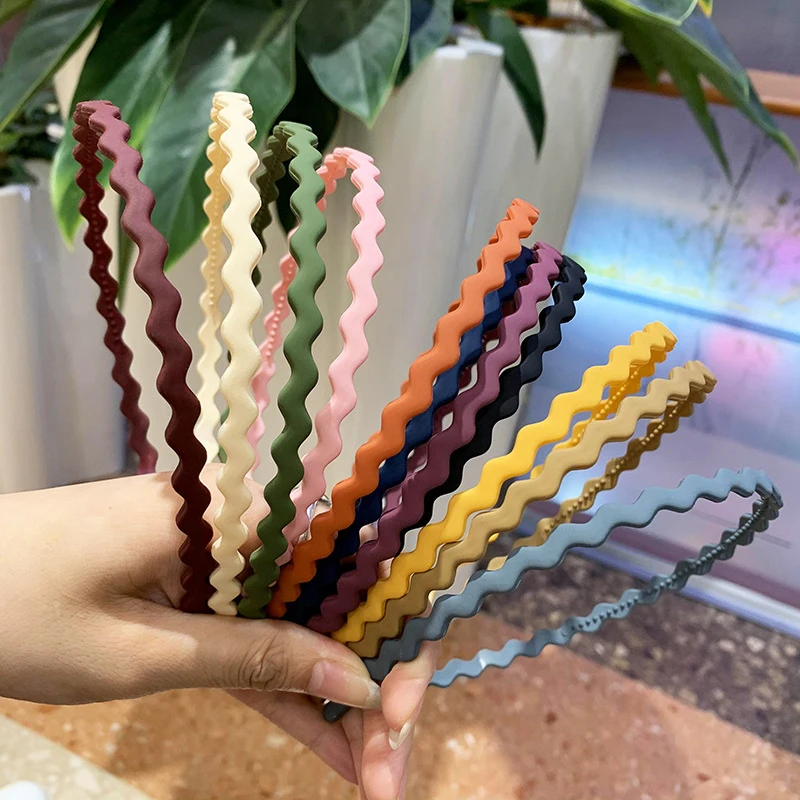 New Fashion Headband Solid Color Wave Thin Head Hoop Toothed Non-Slip Hairbands Makeup Hair Hoop Women Girl Clamp Headwear