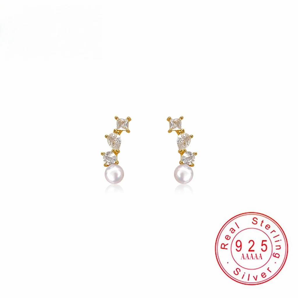 

Solid 925 Sterling Silver Infinite Love Water Droplet Zircon Pearl Earrings Original Design For Women Wedding Fine Jewelry Gifts