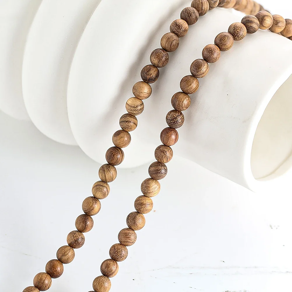 1 Strand Natural Vietnam Incense Wood Beads Round Loose Spacer Prayer Beads for Jewelry Making DIY Necklace Bracelet Accessories