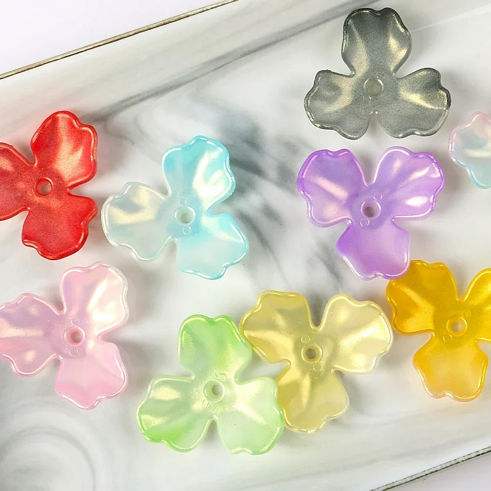 10pcs 36mm Acrylic Petals Tray Large Flower Bead Caps For DIY Hairpin Earrings Jewelry Making Accessories