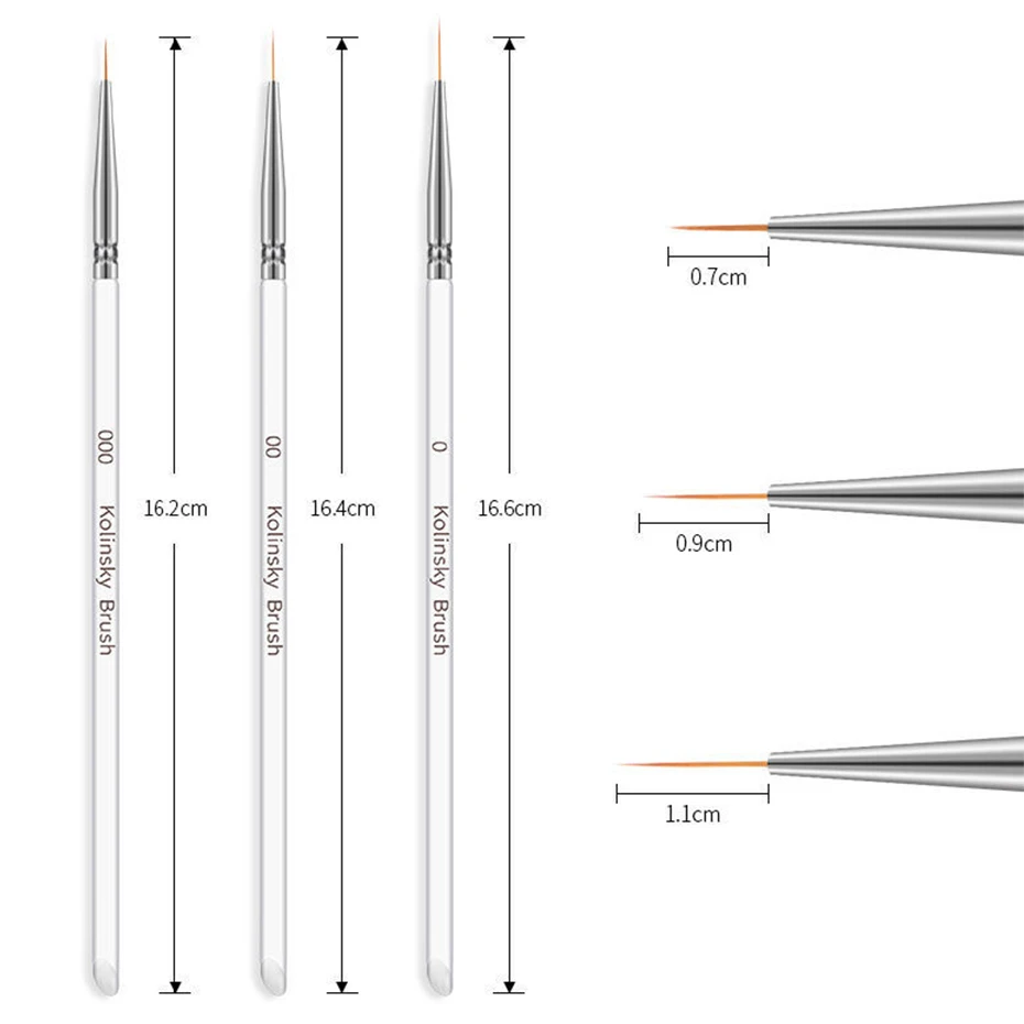 3 sztuk pióro do rysowania linii szczotka do paznokci zestaw malarski akrylowy uchwyt lakier żelowy UV kwitnący rozsianych pióro do narzędzia do Manicure NL924
