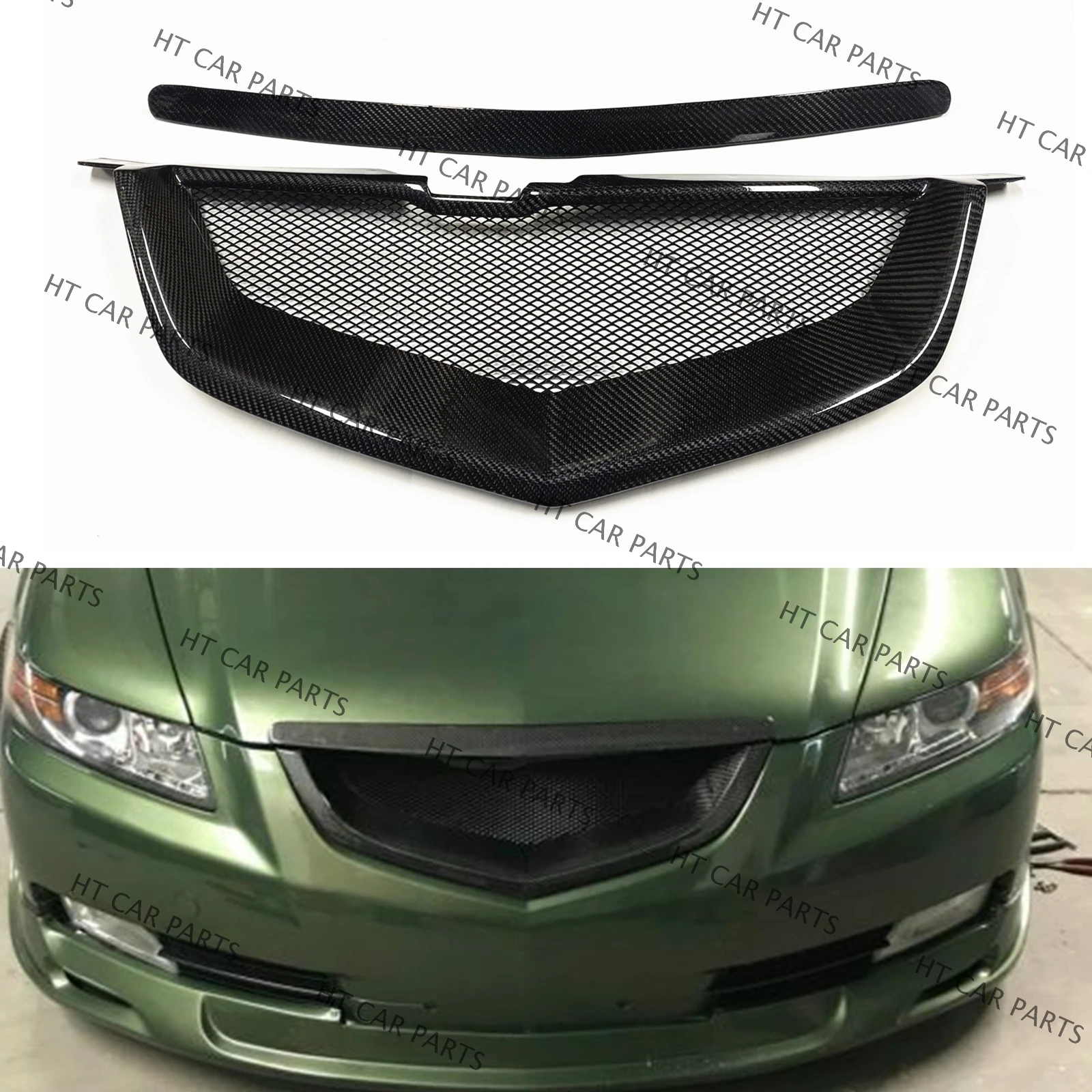 

1 Piece Front Bumper Grill Mesh Honeycomb Style 1 Piece Black Carbon Fiber Front Bumper Grill Bracket For Acura TL 2007-2008