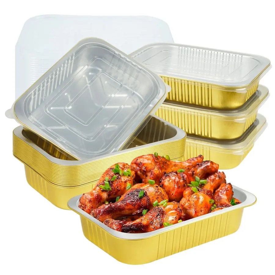 

Pack 118 Aluminum Pans with Lids Heavy Duty 5 LB Capacity Foil Food Containers with Lid, Disposable Tin Foil Pans with Lids for