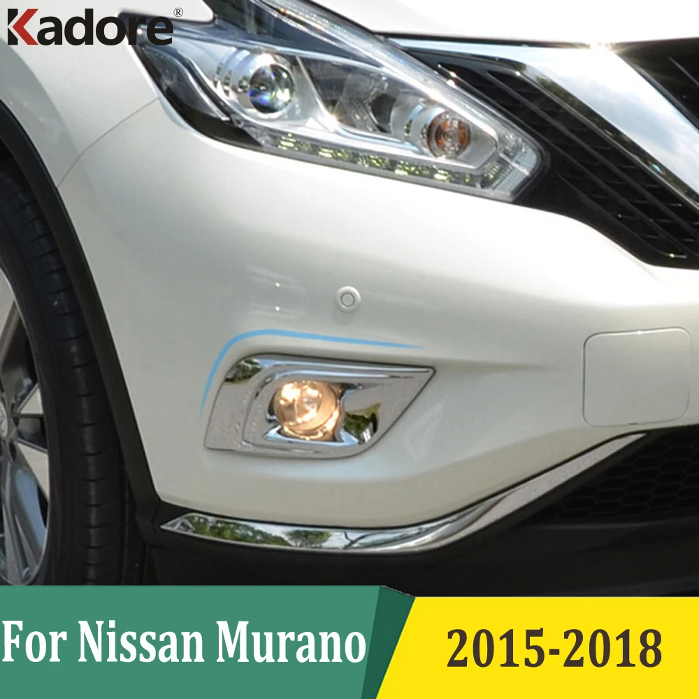 For Nissan Murano 2015 2016 2017 2018 Chrome Front Foglight Cover Trim Fog Lights Lamp Frame Sticker Exterior Accessories