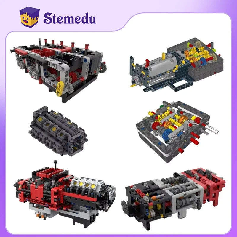 MOC 4/8/12 Speed Gearbox W16 Engine Manual /Power Functions Motor Drive for Building Bloc Car Truck Train Chassis Speed Control