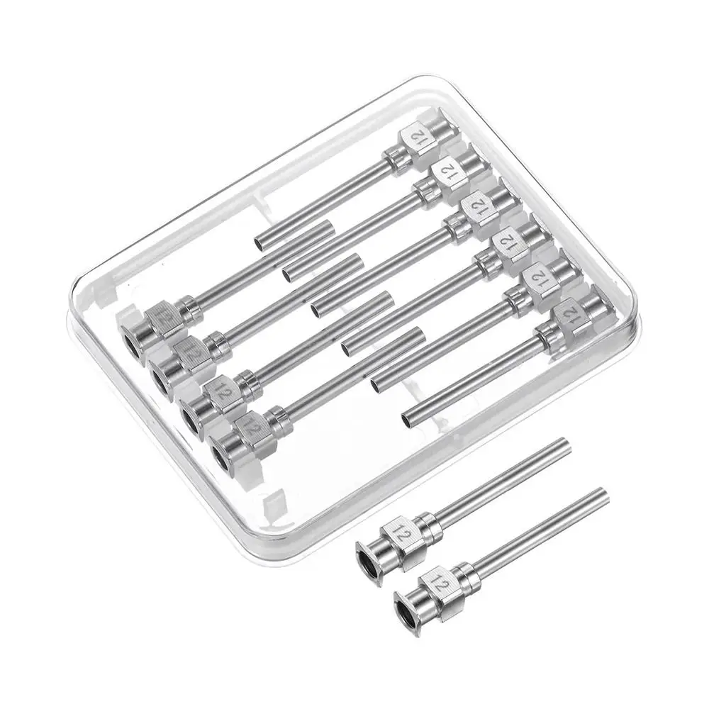 

12 шт., игла для дозирующей машины из нержавеющей стали, 8 г-30 г, жидкости, металлическая игла для инъекций промышленного клея, 25 мм, тупой наконечник