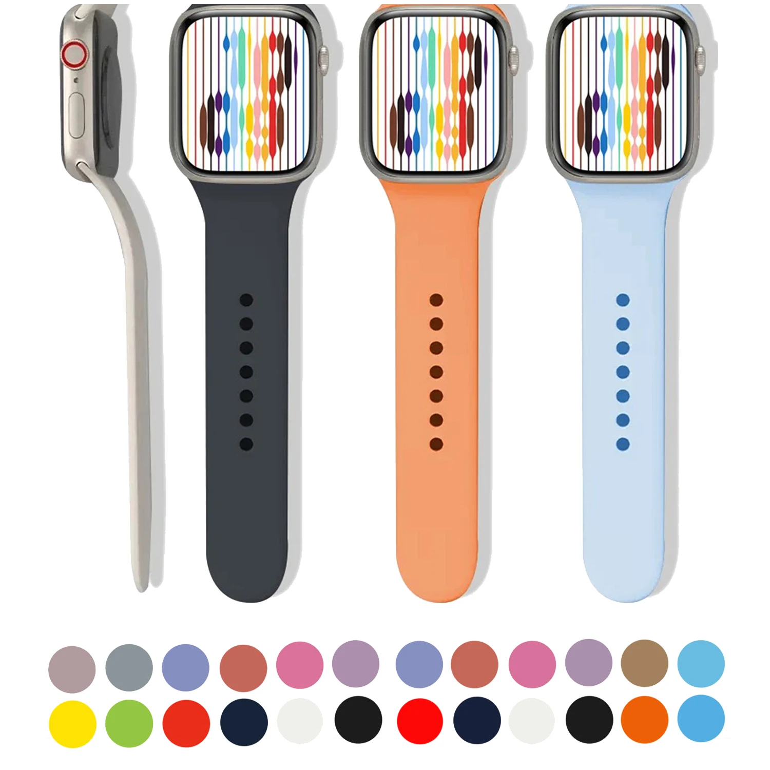 Silikonarmband für Apple Watch, 46 mm, 42 mm, 44 mm, 45 mm, 41 mm, 49 mm, Sportarmband für iWatch Series 12, 11, 10, 9, 8, 7, 6, Ultra 3.