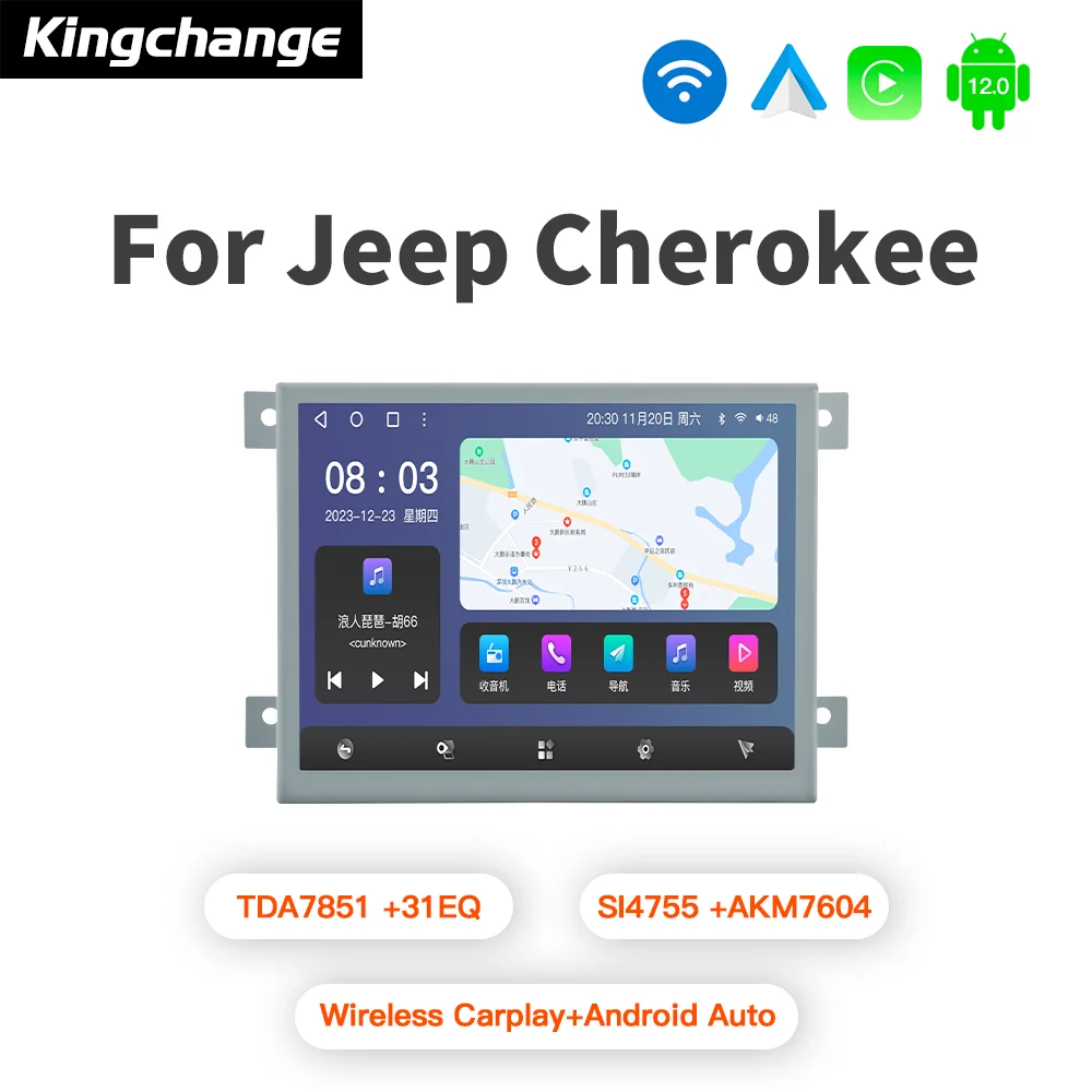 Kingchange WIFI Carplay Car Radio Stereo 8.4 ''Android Auto DSP Bluetooth GPS Navigation For Jeep Cherokee/Grand Commander