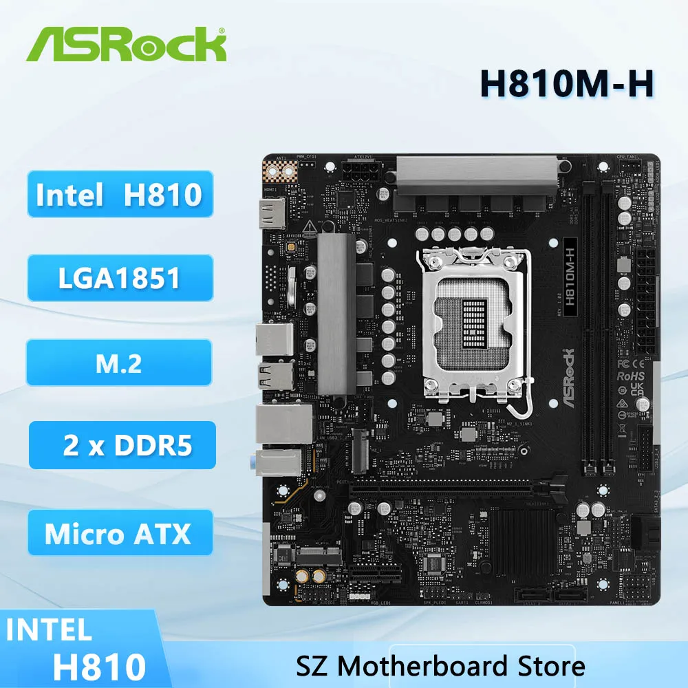 carte-mere-asrock-h810m-h-intel-h810-2xddr5-128gb-m2-micro-atx-compatible-avec-les-processeurs-ultra-9-285-5-245k-5-225f-9-285-﻿