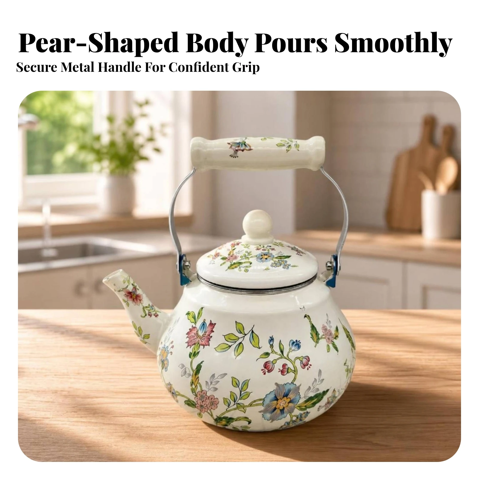 Enamel Teapot with Filter Decorative Tea Pot Enamelware Tea Maker Loose Leaf Stovetop Kettle with Lid Toxin-without for Kitchen