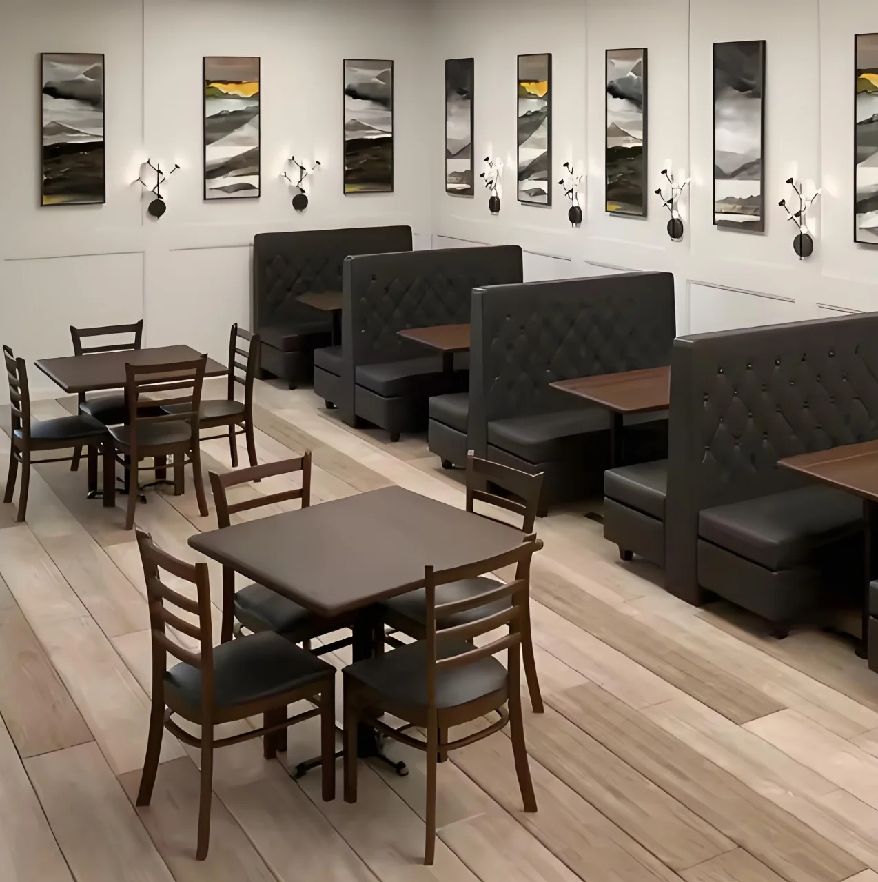 Wooden Chair Restaurant Set Manufacturer Wholesale PriceDesign Restaurant Sofa Booth Seat Cafe Commercial Furniture