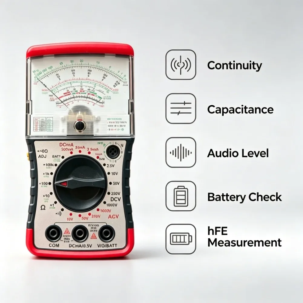 S471 Analog Multimeter with Magnetic Mount Large LCD Screen for DC Voltage AC Voltage Resistance and Audio Test