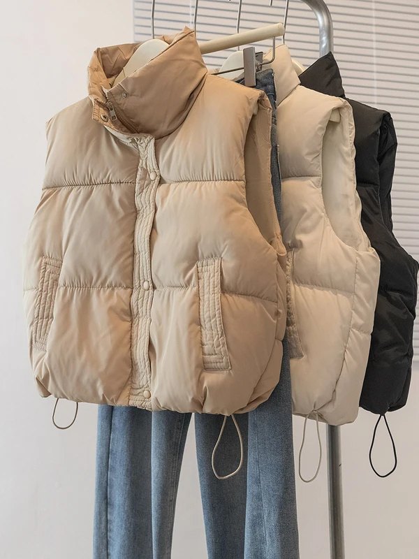 Gilet Jaet en coton matelassé pour femmes, manteau à pain, col montant, vêtements d'extérieur en coton, grande taille, automne hiver