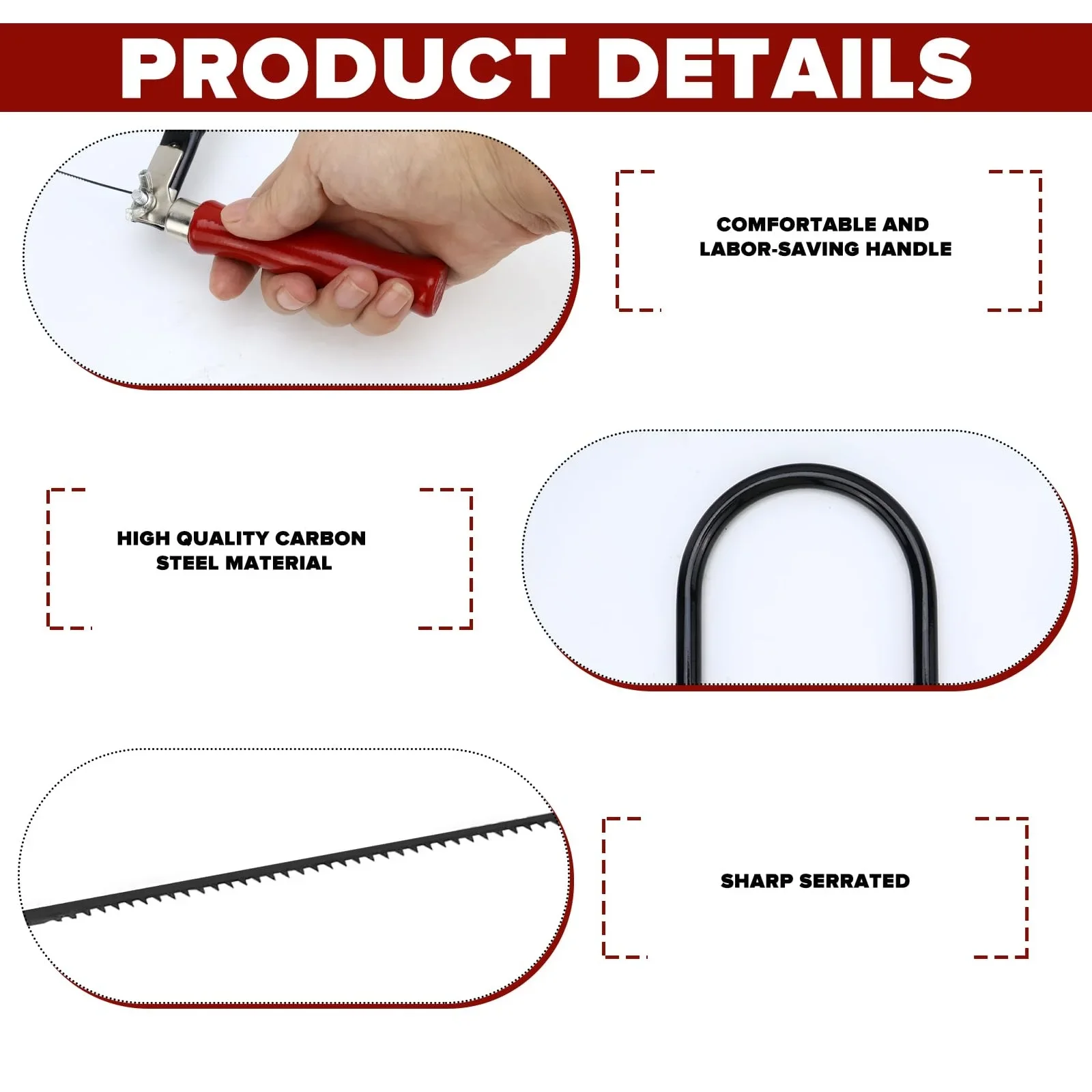 26cm High-Carbon Steel U-Bracket Hand Saw Set For Precise Wood Plastic Metal Cuts Adjustable Rotating Blade Home Diy Handle Tool