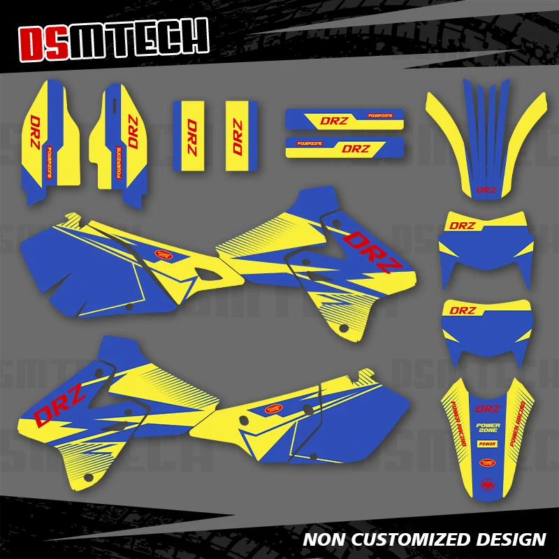 

DSMTECH для SUZUKI DRZ400 SM S E DRZ 400 SM S E 2000-2020 полная графика наклейки мотоциклетный фон индивидуальный номер 006